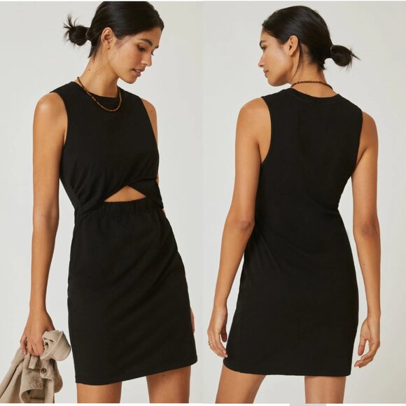 NWT Anthropologie T.La Twisted Cutout Mini Dress Black Sleeveless - Picture 1 of 2